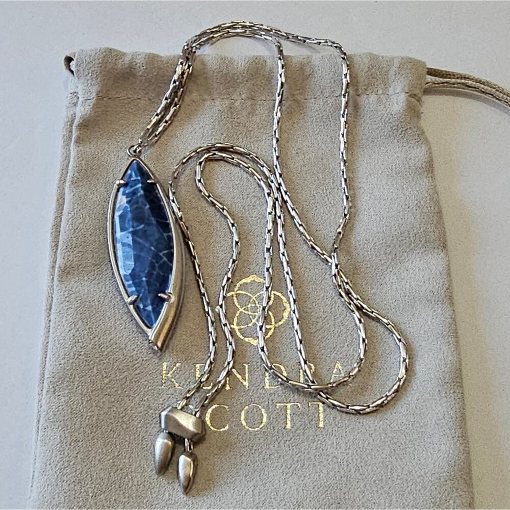 Kendra Scott Milla Blue Lapis? And Silver Plated Adjustable Necklace